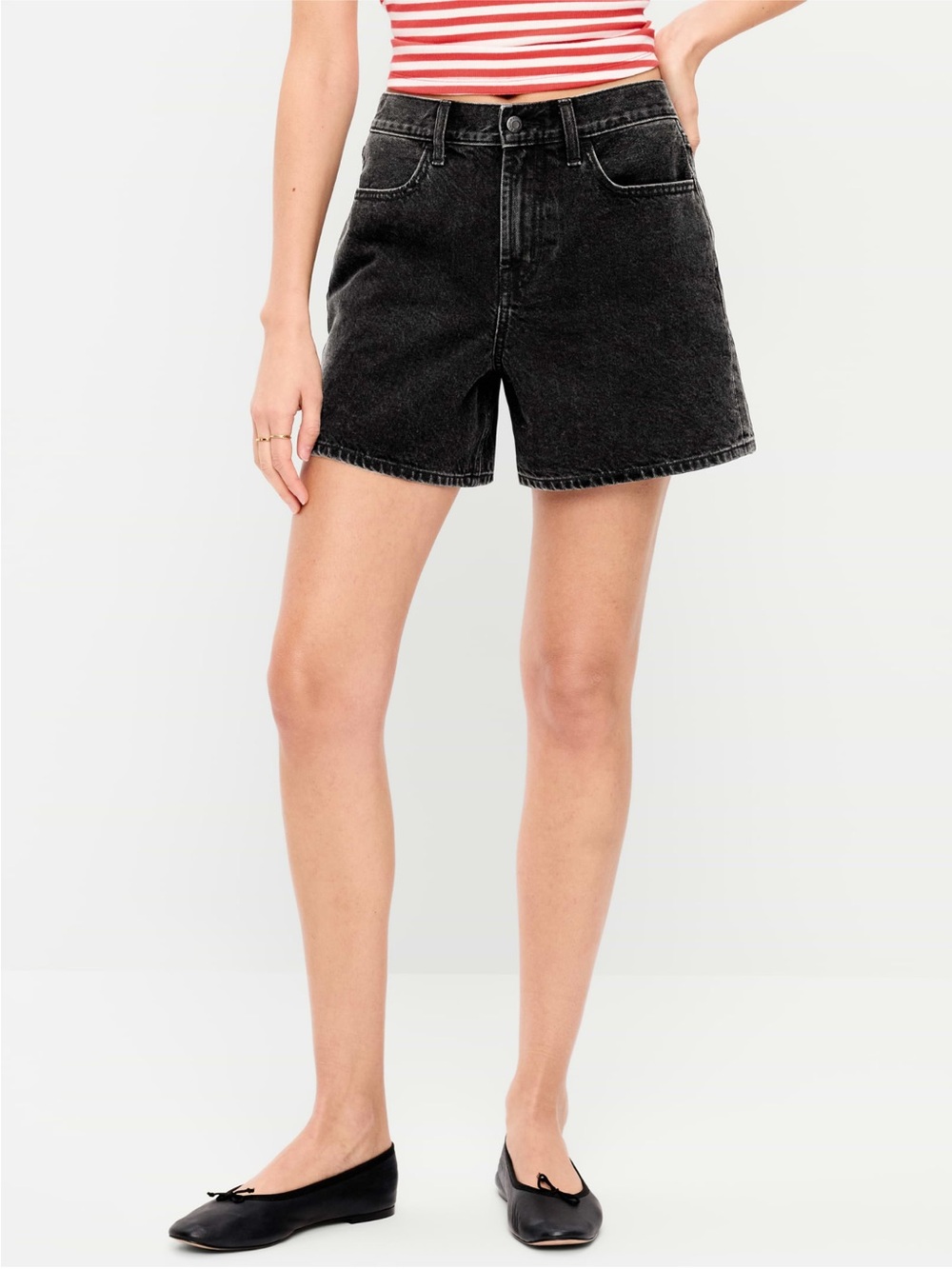 Old Navy Black High-Rise Denim Shorts 5” inseam